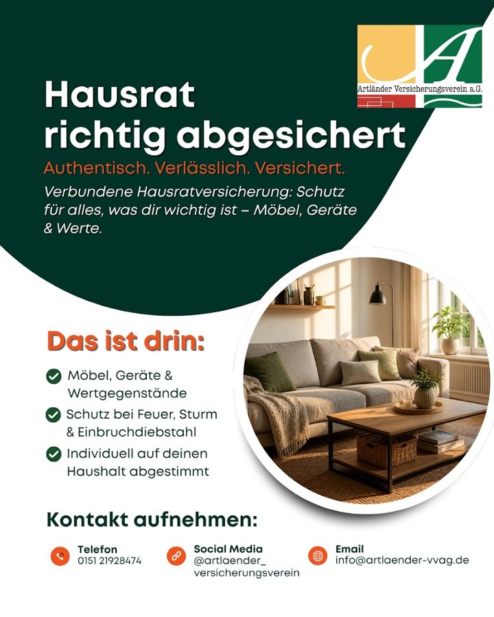 Instagram-Beitrag: Hausrat richtig abgesichert