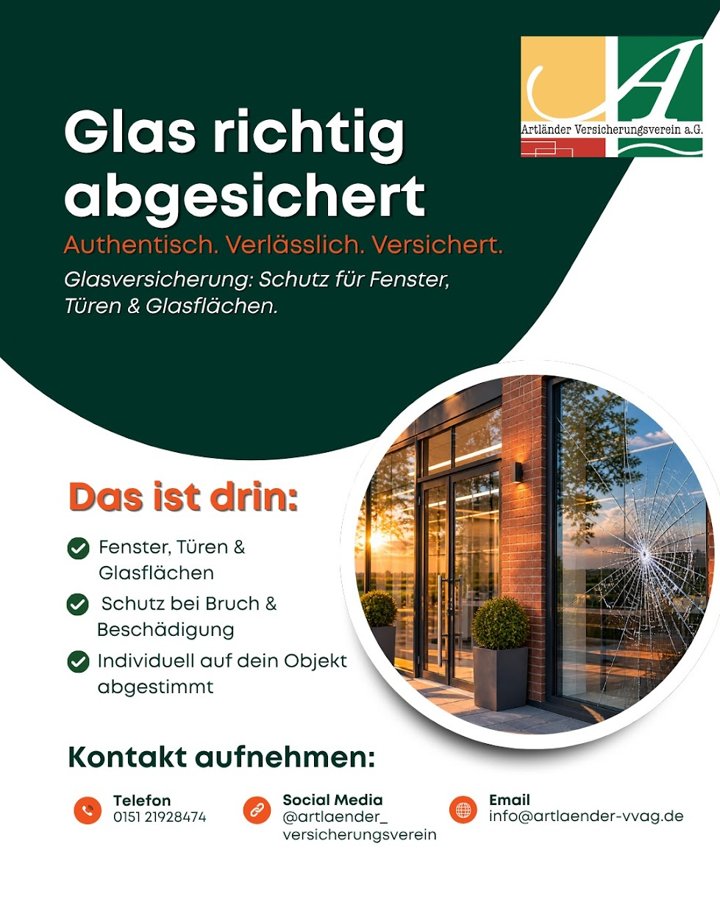 Instagram-Beitrag: Glasversicherung